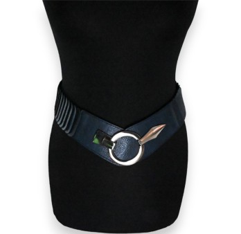 Ceinture synthétique élastique accordéon Bleu marine