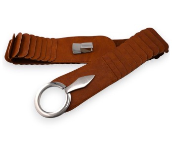 Ceinture synthétique élastique accordéon Camel