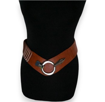 Ceinture synthétique élastique accordéon Camel