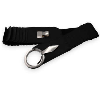 Ceinture synthétique élastique accordéon Noir