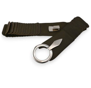 Ceinture synthétique élastique accordéon Kaki