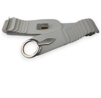 Ceinture synthétique élastique accordéon blanc