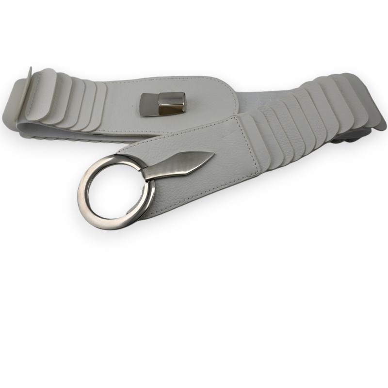 Ceinture synthétique élastique accordéon blanc