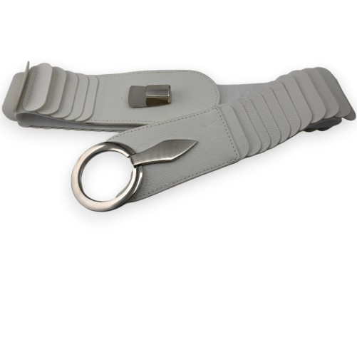 Ceinture synthétique élastique accordéon blanc