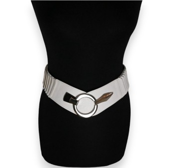 Ceinture synthétique élastique accordéon blanc