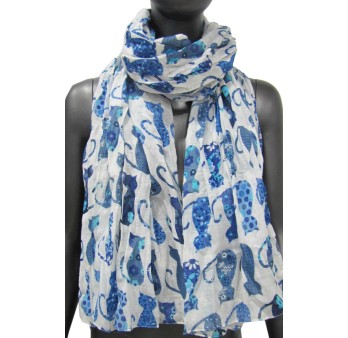 Foulard chat patchwork dégradé bleu pour femme