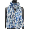 Foulard chat patchwork dégradé bleu pour femme