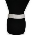 Ceinture synthétique élastique accordéon blanc
