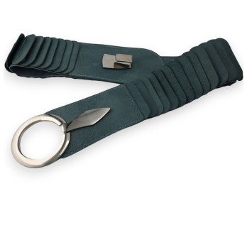 Ceinture synthétique élastique accordéon Bleu jeans