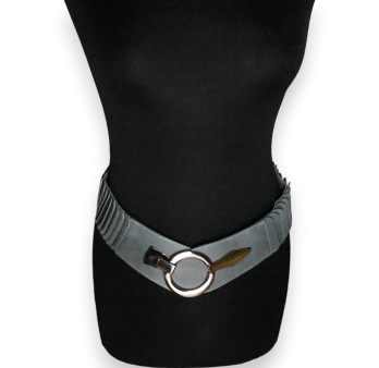 Ceinture synthétique élastique accordéon Bleu jeans