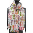 Foulard motif chat rose et vert fantaisie