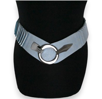 Ceinture synthétique élastique accordéon Bleu Ciel