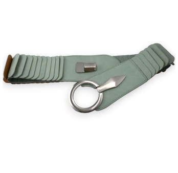 Ceinture synthétique élastique accordéon vert d'eau