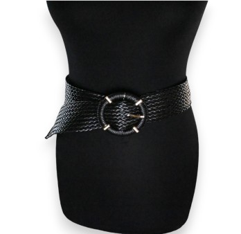 Ceinture fantaisie plastique tressée noire