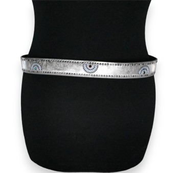 Ceinture cloutée femme argenté vieilli