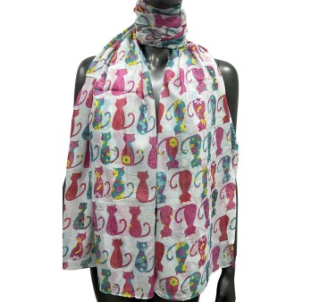 Foulard femme chat multicolore patchwork