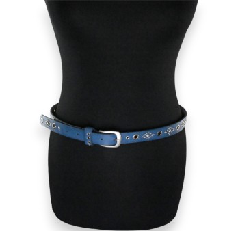 Ceinture cloutée femme bleue jeans