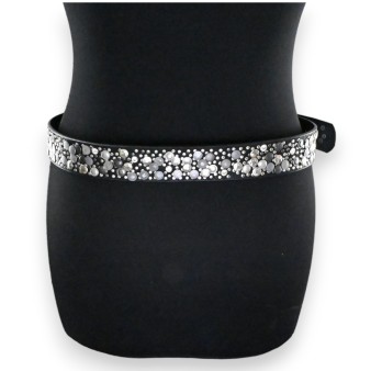 Ceinture femme cloutée argentée et noire