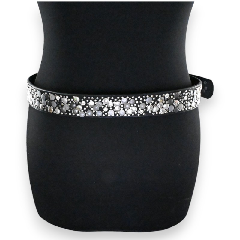 Ceinture femme cloutée argentée et noire