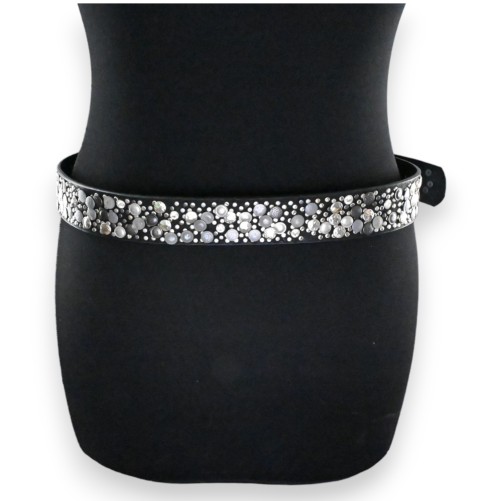 Ceinture femme cloutée argentée et noire
