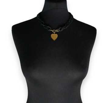 Collier fantaisie chaine plastique coeur doré
