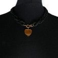 Collier fantaisie chaine plastique coeur doré