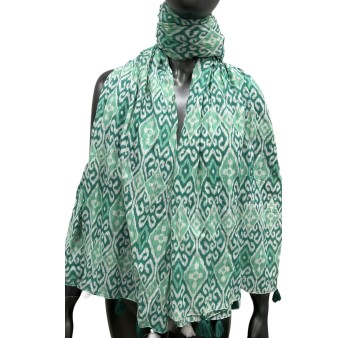 Foulard arabesque dans les tons dégradés de vert