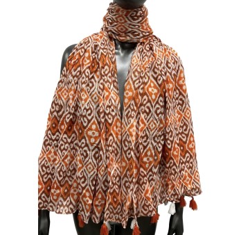 Foulard arabesque marron et camel