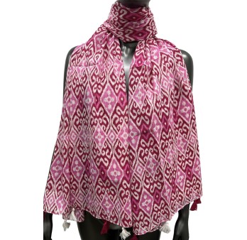 Foulard arabesque Rose et Bordeau