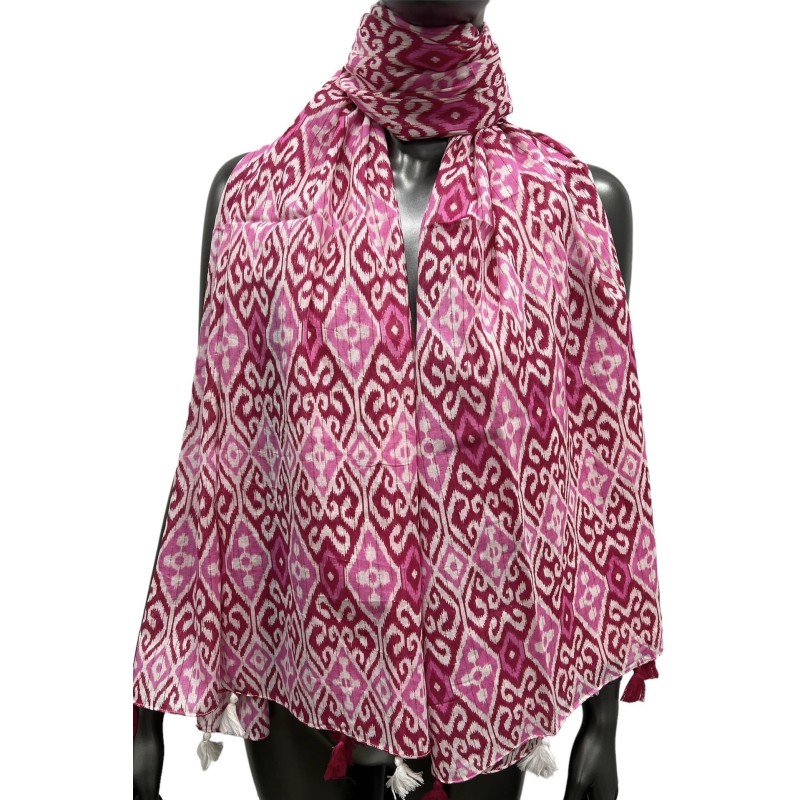 Foulard arabesque Rose et Bordeau