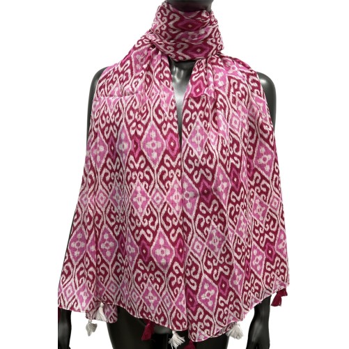 Foulard arabesque Rose et Bordeau
