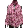 Foulard arabesque Rose et Bordeau