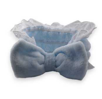 Bandeau à maquillage femme bleu ciel broderie anglaise
