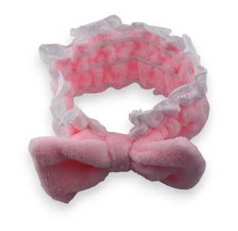 Bandeau à maquillage femme rose broderie anglaise