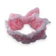 Bandeau à maquillage femme rose broderie anglaise