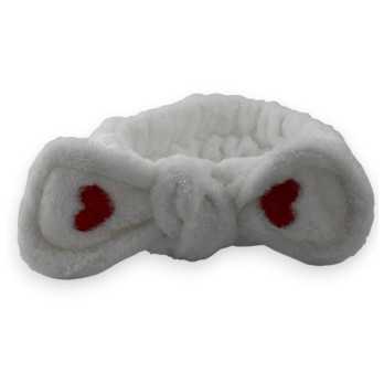 Bandeau à maquillage blanc femme noeud coeur