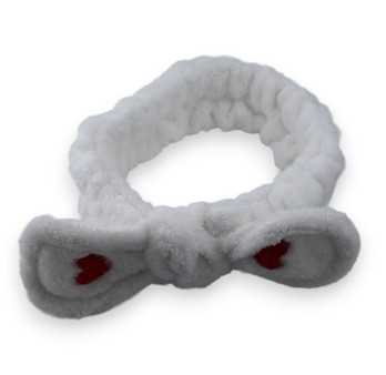 Bandeau à maquillage blanc femme noeud coeur