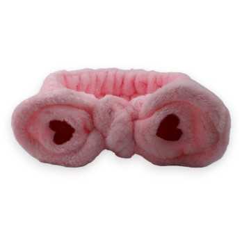 Bandeau à maquillage rose femme noeud coeur