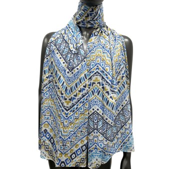 Foulard ethnique nuance bleu