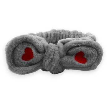 Bandeau à maquillage gris femme noeud coeur
