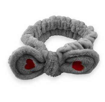 Bandeau à maquillage gris femme noeud coeur