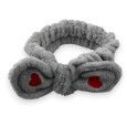 Bandeau à maquillage gris femme noeud coeur