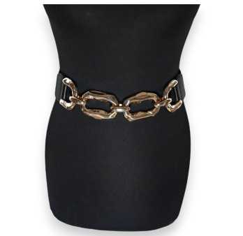 Ceinture fantaisie femme élastique grosse chaine dorée