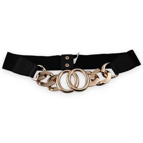 Ceinture fantaisie élastique grosse boucle doré design