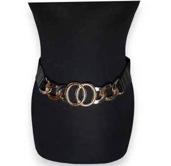 Ceinture fantaisie élastique grosse boucle doré design