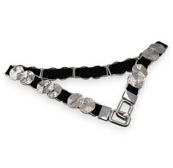 Ceinture fantaisie femme élastique pièces argentées