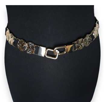 Ceinture fantaisie femme élastique pièces dorées