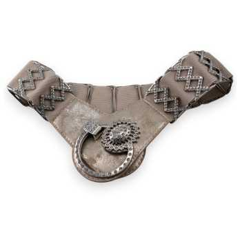 Ceinture fantaisie femme élastique doré et argenté strass