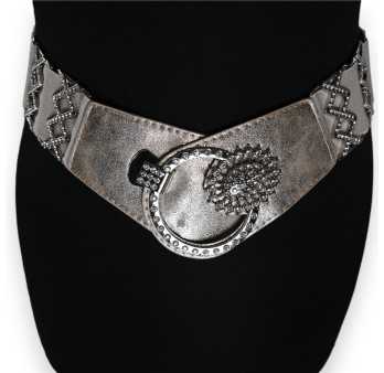 Ceinture fantaisie femme élastique doré et argenté strass