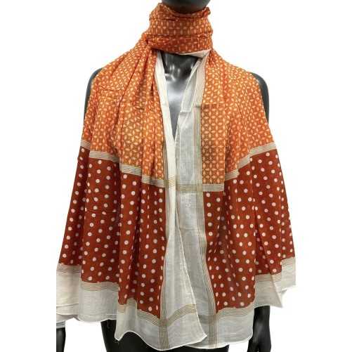 Foulard ethnique orange et marron